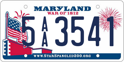 MD license plate 5AA3541