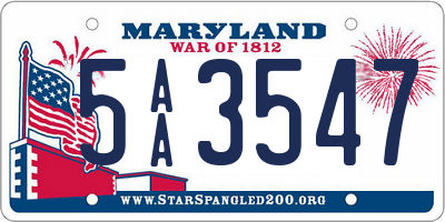 MD license plate 5AA3547