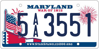 MD license plate 5AA3551