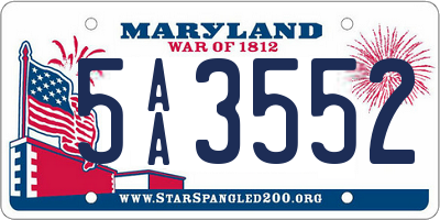 MD license plate 5AA3552