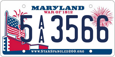 MD license plate 5AA3566