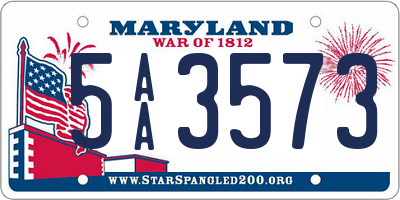 MD license plate 5AA3573