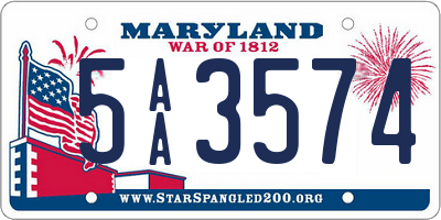 MD license plate 5AA3574