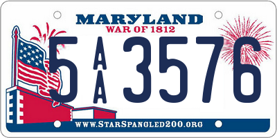 MD license plate 5AA3576