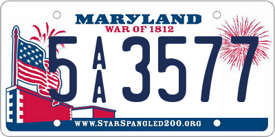 MD license plate 5AA3577