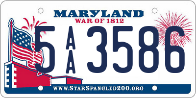 MD license plate 5AA3586