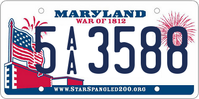 MD license plate 5AA3588