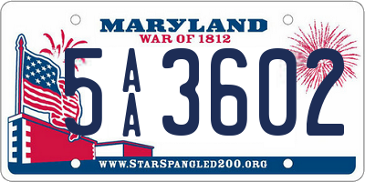 MD license plate 5AA3602