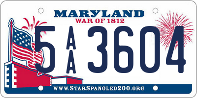 MD license plate 5AA3604