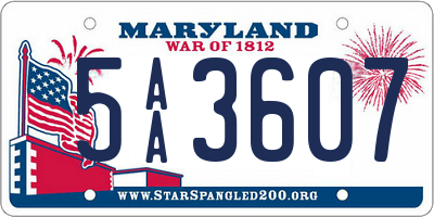 MD license plate 5AA3607