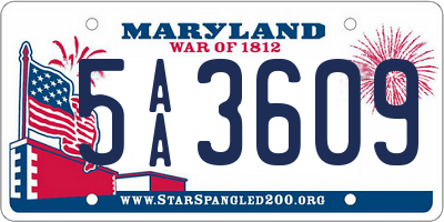 MD license plate 5AA3609