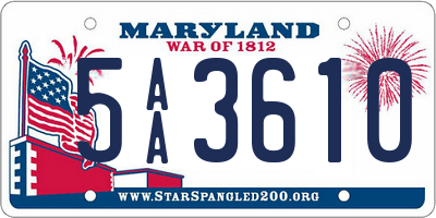 MD license plate 5AA3610