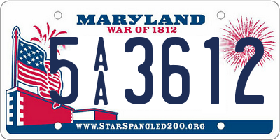 MD license plate 5AA3612