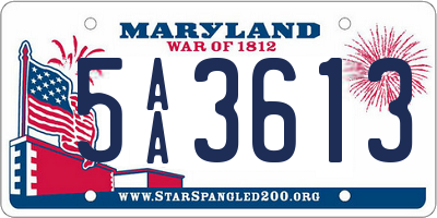 MD license plate 5AA3613