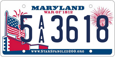 MD license plate 5AA3618