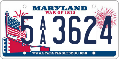 MD license plate 5AA3624