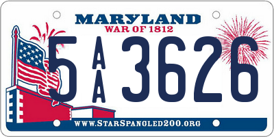 MD license plate 5AA3626