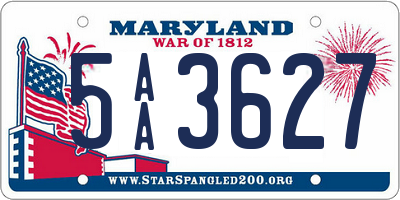 MD license plate 5AA3627