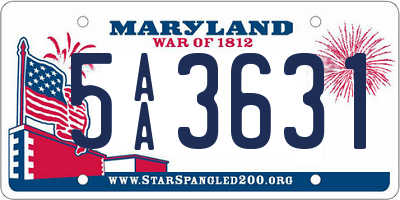 MD license plate 5AA3631