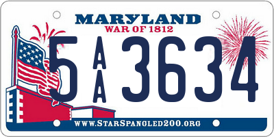 MD license plate 5AA3634