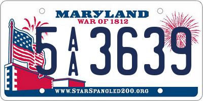 MD license plate 5AA3639