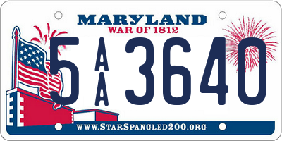 MD license plate 5AA3640