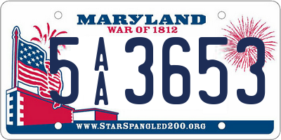 MD license plate 5AA3653