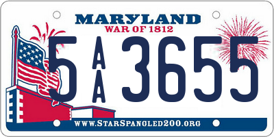 MD license plate 5AA3655