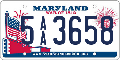 MD license plate 5AA3658