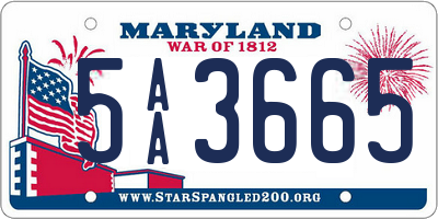 MD license plate 5AA3665