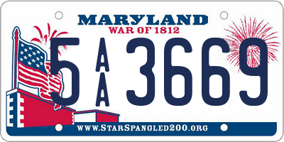 MD license plate 5AA3669