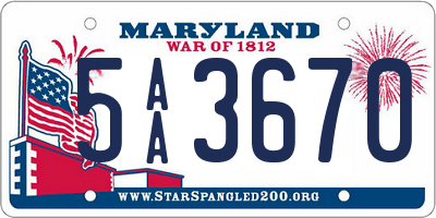 MD license plate 5AA3670