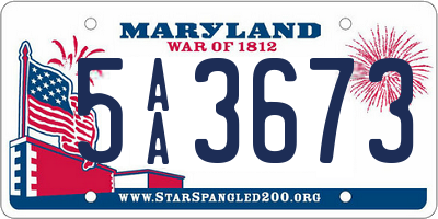 MD license plate 5AA3673