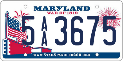 MD license plate 5AA3675