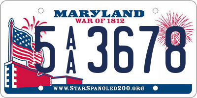 MD license plate 5AA3678