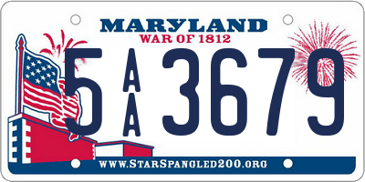 MD license plate 5AA3679