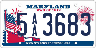 MD license plate 5AA3683