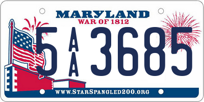 MD license plate 5AA3685