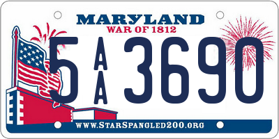 MD license plate 5AA3690