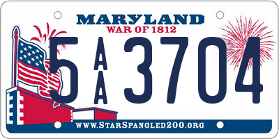 MD license plate 5AA3704