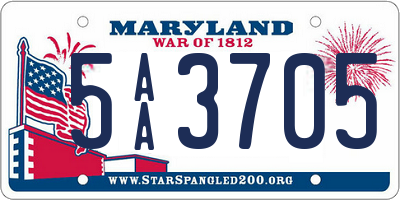 MD license plate 5AA3705