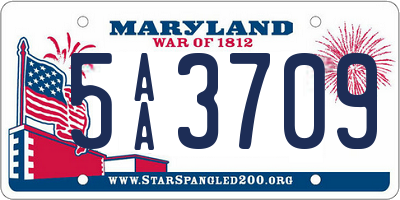 MD license plate 5AA3709