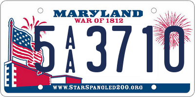 MD license plate 5AA3710