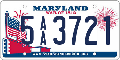 MD license plate 5AA3721