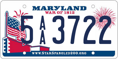 MD license plate 5AA3722