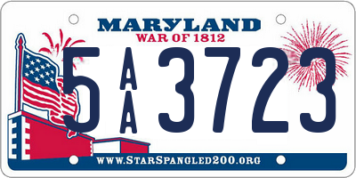 MD license plate 5AA3723