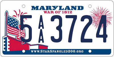 MD license plate 5AA3724