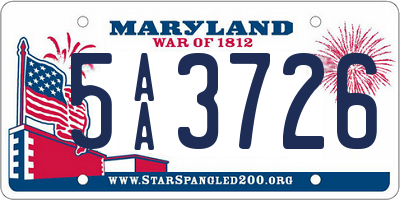 MD license plate 5AA3726