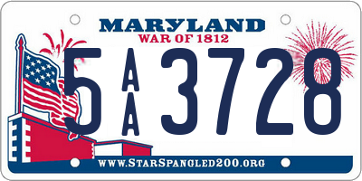 MD license plate 5AA3728