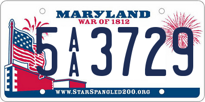 MD license plate 5AA3729